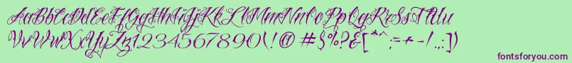 VtcNuetattooscript-Schriftart – Violette Schriften auf grünem Hintergrund