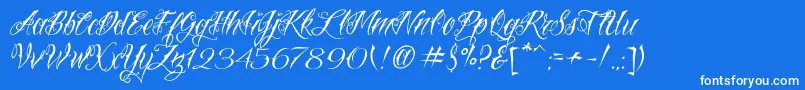 フォントVtcNuetattooscript – 青い背景に白い文字