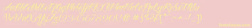 VtcNuetattooscript Font – Yellow Fonts on Pink Background