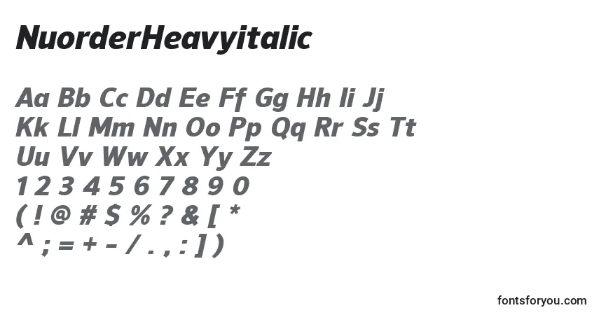 Schriftart NuorderHeavyitalic – Alphabet, Zahlen, spezielle Symbole