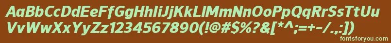 NuorderHeavyitalic-Schriftart – Grüne Schriften auf braunem Hintergrund
