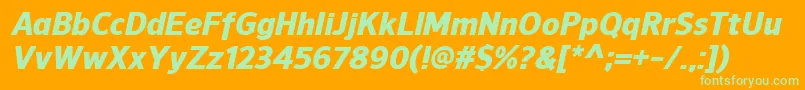 Fonte NuorderHeavyitalic – fontes verdes em um fundo laranja