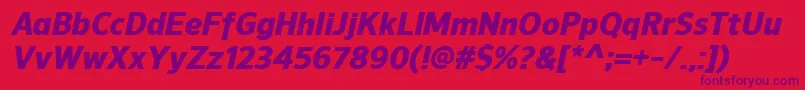 Fonte NuorderHeavyitalic – fontes roxas em um fundo vermelho