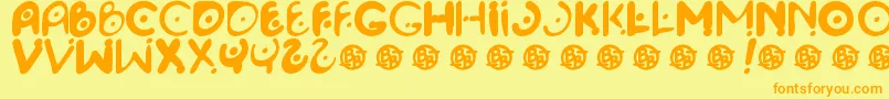 SpacePontiff-Schriftart – Orangefarbene Schriften auf gelbem Hintergrund