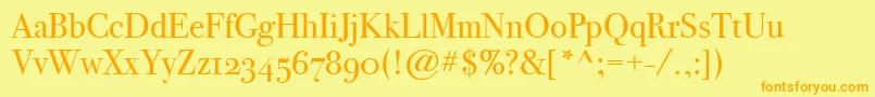 BodoniSvtytwoOsItcTtBook Font – Orange Fonts on Yellow Background