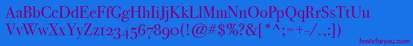 BodoniSvtytwoOsItcTtBook Font – Purple Fonts on Blue Background