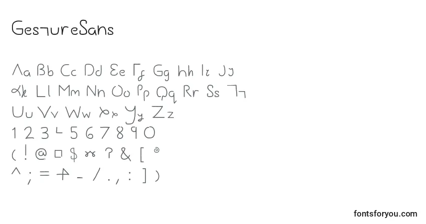 A fonte GestureSans (89792) – alfabeto, números, caracteres especiais