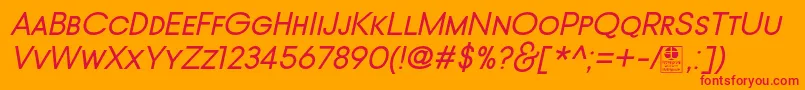 TypoGotikaSmallCapsItalicDemo Font – Red Fonts on Orange Background