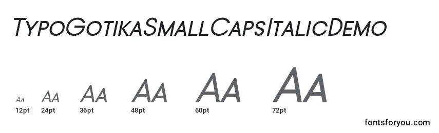 Размеры шрифта TypoGotikaSmallCapsItalicDemo