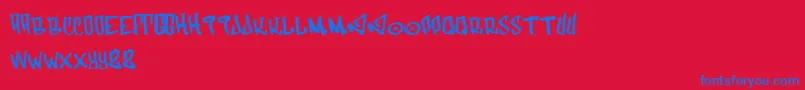 Funk Font – Blue Fonts on Red Background