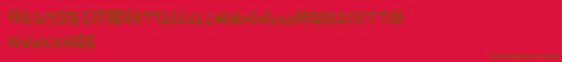 Funk-Schriftart – Braune Schriften auf rotem Hintergrund