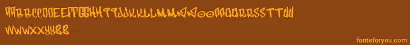 Funk-Schriftart – Orangefarbene Schriften auf braunem Hintergrund