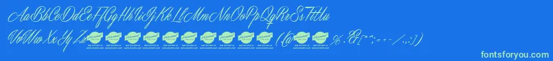 MastericsPersonalUse Font – Green Fonts on Blue Background