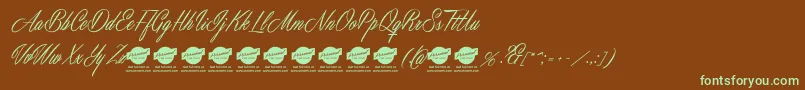 MastericsPersonalUse Font – Green Fonts on Brown Background