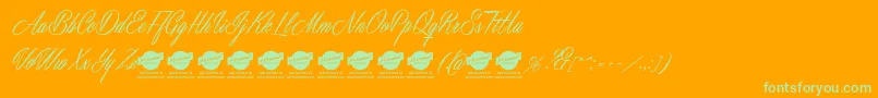 MastericsPersonalUse Font – Green Fonts on Orange Background