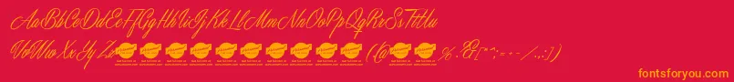 MastericsPersonalUse Font – Orange Fonts on Red Background