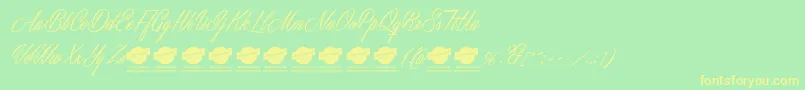 MastericsPersonalUse-fontti – keltaiset fontit vihreällä taustalla