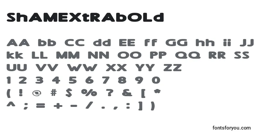 A fonte ShamExtraBold – alfabeto, números, caracteres especiais