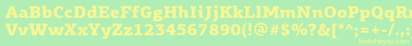 フォントPfagoraslabproBlack – 黄色の文字が緑の背景にあります