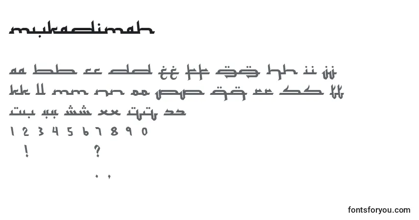 Mukadimah Font – alphabet, numbers, special characters