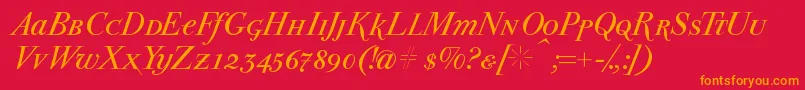 Parmapetitscitalic Font – Orange Fonts on Red Background