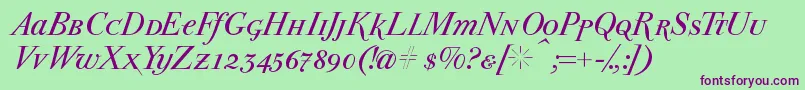 Parmapetitscitalic Font – Purple Fonts on Green Background