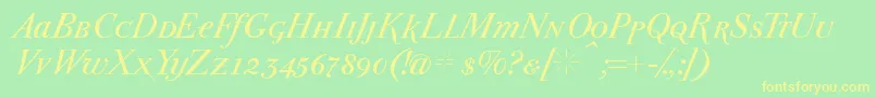Parmapetitscitalic Font – Yellow Fonts on Green Background