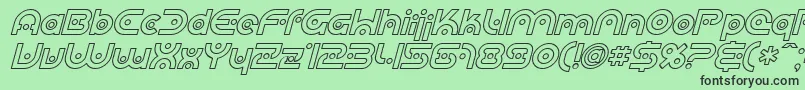 フォントSfPlanetaryOrbiterOutlineItalic – 緑の背景に黒い文字
