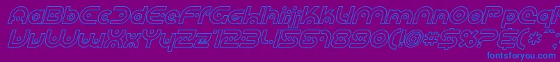 SfPlanetaryOrbiterOutlineItalic-Schriftart – Blaue Schriften auf violettem Hintergrund