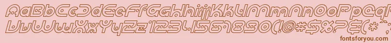 SfPlanetaryOrbiterOutlineItalic-Schriftart – Braune Schriften auf rosa Hintergrund