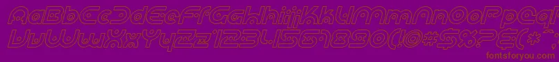 SfPlanetaryOrbiterOutlineItalic-Schriftart – Braune Schriften auf violettem Hintergrund