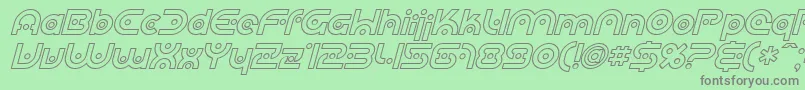 フォントSfPlanetaryOrbiterOutlineItalic – 緑の背景に灰色の文字