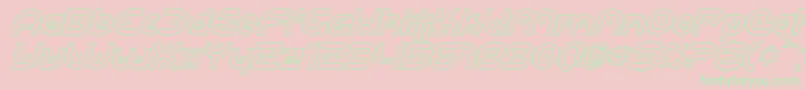 SfPlanetaryOrbiterOutlineItalic-Schriftart – Grüne Schriften auf rosa Hintergrund