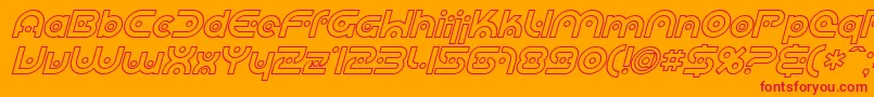 SfPlanetaryOrbiterOutlineItalic Font – Red Fonts on Orange Background