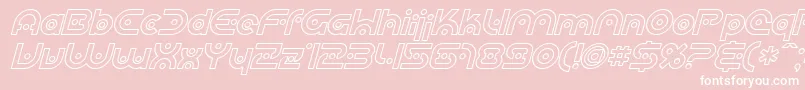 SfPlanetaryOrbiterOutlineItalic-Schriftart – Weiße Schriften auf rosa Hintergrund