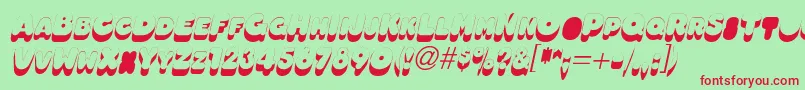 OleadsshadowscapssskItalic Font – Red Fonts on Green Background