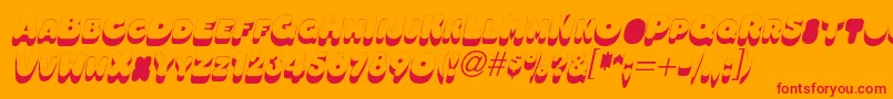 Fonte OleadsshadowscapssskItalic – fontes vermelhas em um fundo laranja