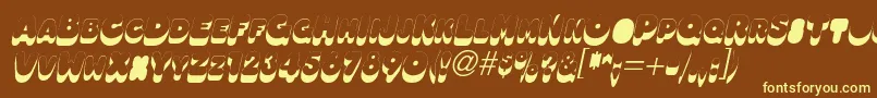 OleadsshadowscapssskItalic-Schriftart – Gelbe Schriften auf braunem Hintergrund