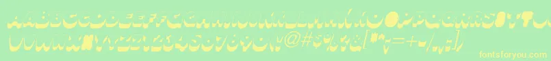 OleadsshadowscapssskItalic-Schriftart – Gelbe Schriften auf grünem Hintergrund