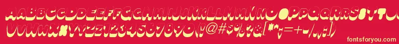 OleadsshadowscapssskItalic-Schriftart – Gelbe Schriften auf rotem Hintergrund