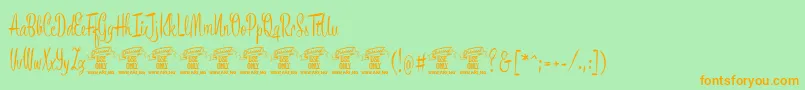 Подробнее о шрифте BronzescriptPersonaluse Шрифт BronzescriptPersonaluse – оранжевые шрифты на зелёном фоне
