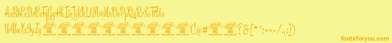 BronzescriptPersonaluse Font – Orange Fonts on Yellow Background