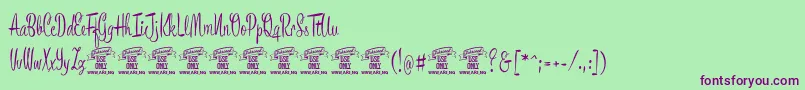 BronzescriptPersonaluse Font – Purple Fonts on Green Background
