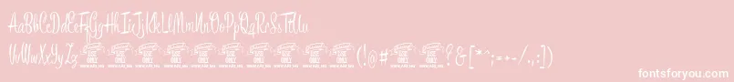 BronzescriptPersonaluse-fontti – valkoiset fontit vaaleanpunaisella taustalla