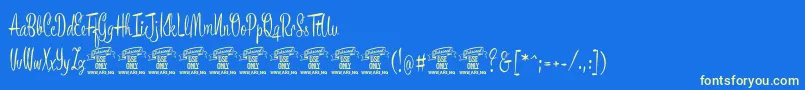 BronzescriptPersonaluse Font – Yellow Fonts on Blue Background