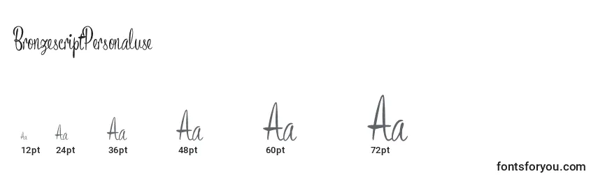 BronzescriptPersonaluse Font Sizes