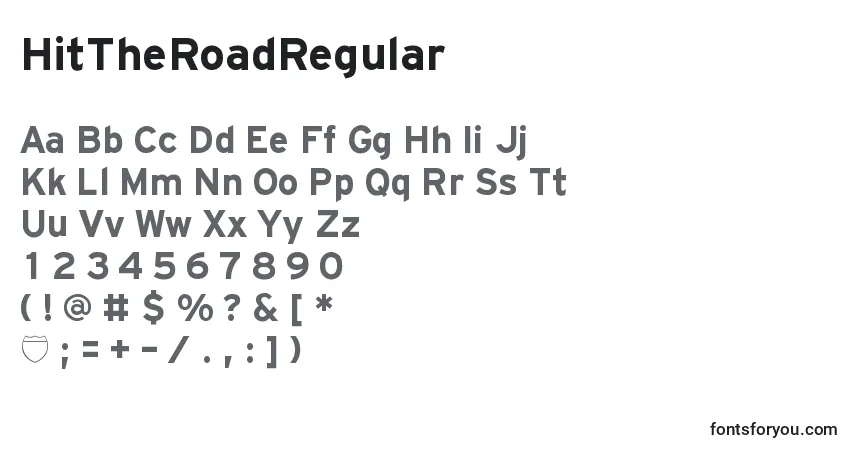Schriftart HitTheRoadRegular – Alphabet, Zahlen, spezielle Symbole