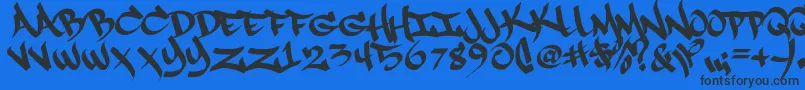 Rapscript09 Font – Black Fonts on Blue Background