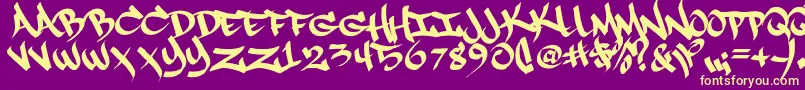 Rapscript09 Font – Yellow Fonts on Purple Background