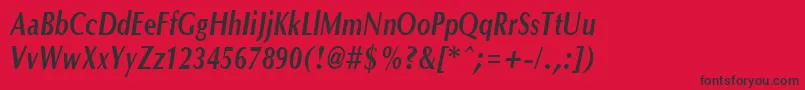 フォントOptanecompactBoldItalic – 赤い背景に黒い文字